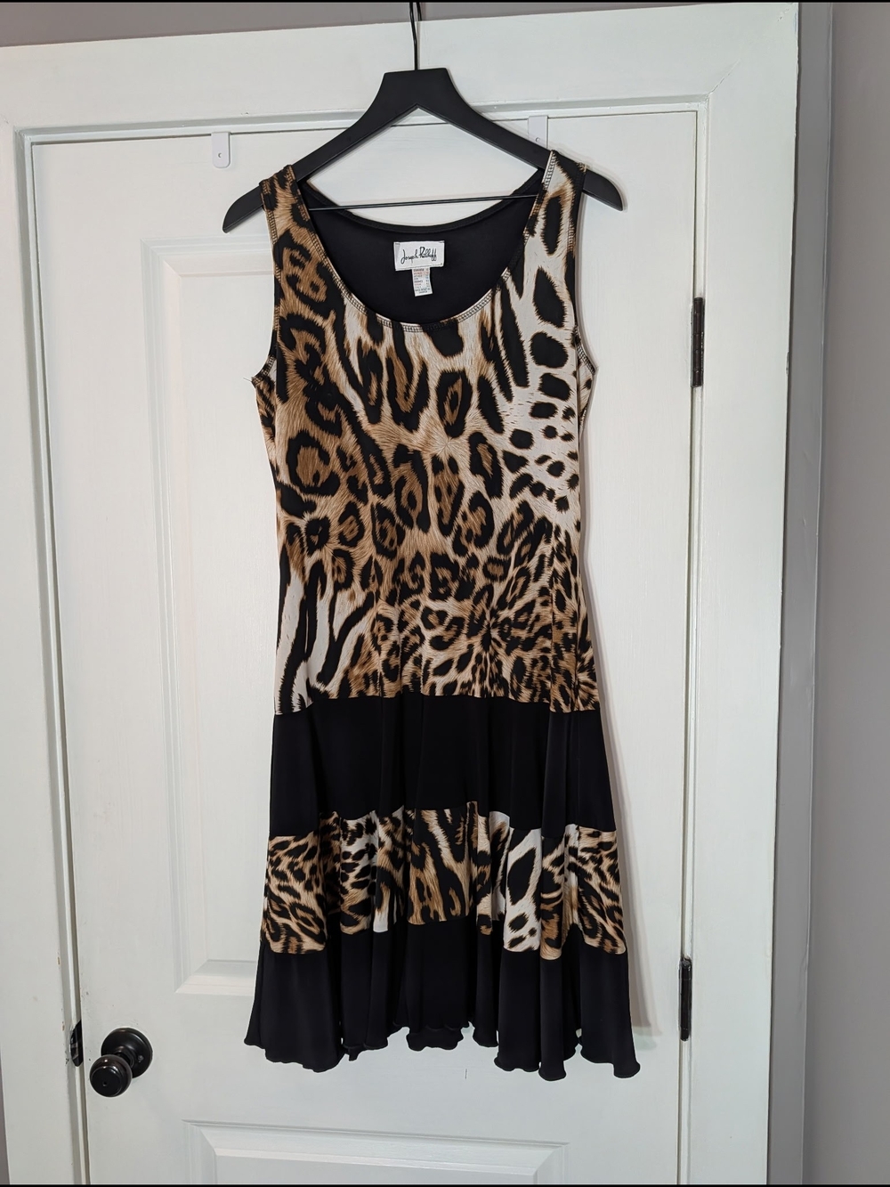 Joseph Ribkoff Leopard-Print Sleeveless Dress in Black and Brown